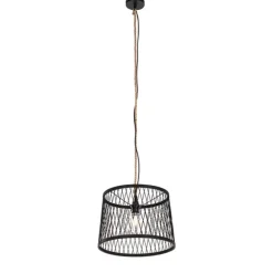 QAZQA Ländliche Außenhängelampe aus schwarzem Rattan 40 cm - Calamus