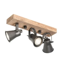 QAZQA Ländliche Deckenlampe schwarz mit Holz 3-flammig - Jelle