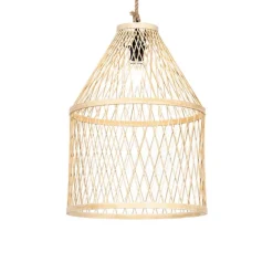 QAZQA Ländliche Hängelampe für den Außenbereich, Rattan, 40 x 55 cm – Calamus