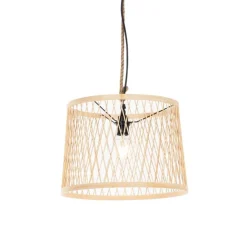 QAZQA Ländliche Hängelampe für den Außenbereich, Rattan, 40 cm – Calamus