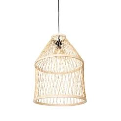 QAZQA Ländliche Hängelampe für den Außenbereich, Rattan, 3-flammig – Calamus