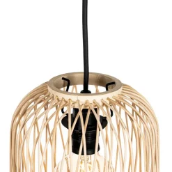 QAZQA Ländliche Hängelampe für den Außenbereich, Rattan, 3-flammig – Calamus