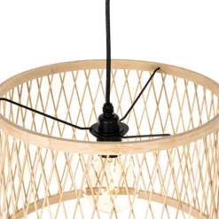 QAZQA Ländliche Hängelampe für den Außenbereich, Rattan, 3-flammig – Calamus