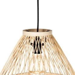 QAZQA Ländliche Hängelampe für den Außenbereich, Rattan, 3-flammig – Calamus