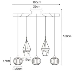 QAZQA Ländliche Hängelampe Gold mit Holz 3 Lichter - Yura