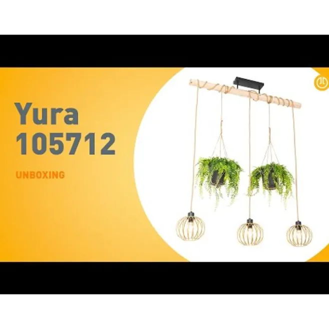 QAZQA Ländliche Hängelampe Gold mit Holz 3 Lichter - Yura