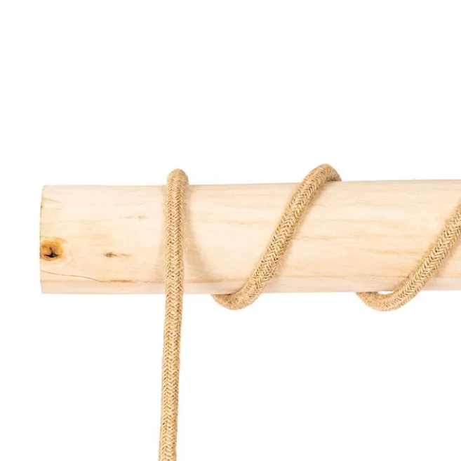 QAZQA Ländliche Hängelampe Gold mit Holz 3 Lichter - Yura