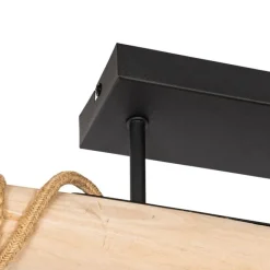 QAZQA Ländliche Hängelampe Gold mit Holz 3 Lichter - Yura