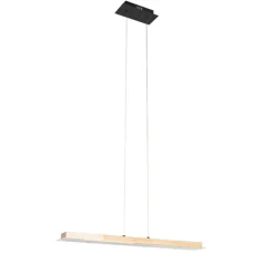 QAZQA Ländliche Hängelampe Holz inkl. LED mit Touchdimmer - Platin