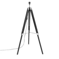 QAZQA Ländliche Stehleuchte schwarz ohne Schirm - Tripod