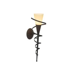 QAZQA Ländliche Wandlampe rostbraun mit Sahneglas - Castle