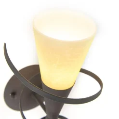 QAZQA Ländliche Wandlampe rostbraun mit Sahneglas - Castle