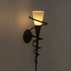 QAZQA Ländliche Wandlampe rostbraun mit Sahneglas - Castle
