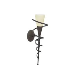 QAZQA Ländliche Wandlampe rostbraun mit Sahneglas - Castle