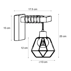 QAZQA Ländliche Wandlampe schwarz mit Holz - Chon