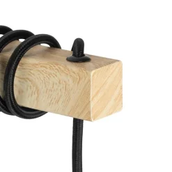 QAZQA Ländliche Wandlampe schwarz mit Holz - Chon