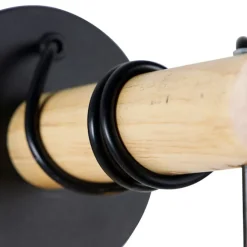 QAZQA Ländliche Wandlampe schwarz mit Holz - Dami Frame