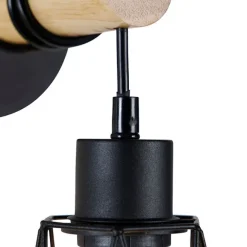 QAZQA Ländliche Wandlampe schwarz mit Holz - Dami Frame