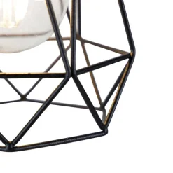 QAZQA Ländliche Wandlampe schwarz mit Holz - Dami Frame