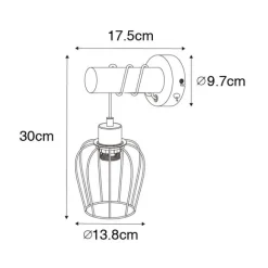 QAZQA Ländliche Wandlampe schwarz mit Holz - Stronk
