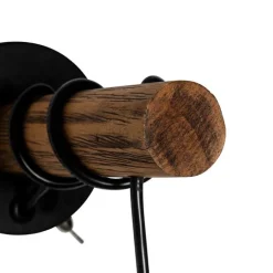 QAZQA Ländliche Wandlampe schwarz mit Holz - Stronk
