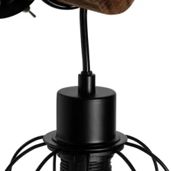 QAZQA Ländliche Wandlampe schwarz mit Holz - Stronk