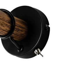 QAZQA Ländliche Wandlampe schwarz mit Holz - Stronk