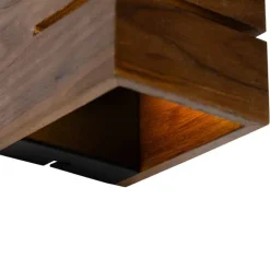 QAZQA Ländliche Wandleuchte aus Walnussholz 9,7 – Transfer Groove