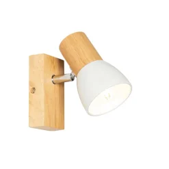 QAZQA Ländliche Wandleuchte aus Holz mit verstellbarem Weiß - Thorin