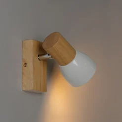 QAZQA Ländliche Wandleuchte aus Holz mit verstellbarem Weiß - Thorin