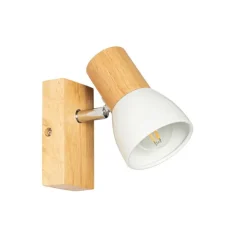 QAZQA Ländliche Wandleuchte aus Holz mit verstellbarem Weiß - Thorin