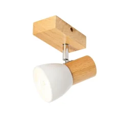 QAZQA Ländliche Wandleuchte aus Holz mit verstellbarem Weiß - Thorin