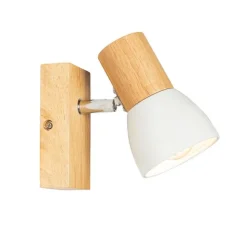 QAZQA Ländliche Wandleuchte aus Holz mit verstellbarem Weiß - Thorin