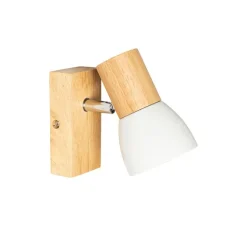 QAZQA Ländliche Wandleuchte aus Holz mit verstellbarem Weiß - Thorin