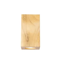 QAZQA Ländliche Wandleuchte aus Holz, quadratisch, 2-flammig – Sandy