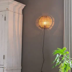 QAZQA Ländliche Wandleuchte Bambus Halbrund - Canna