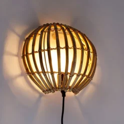 QAZQA Ländliche Wandleuchte Bambus Halbrund - Canna