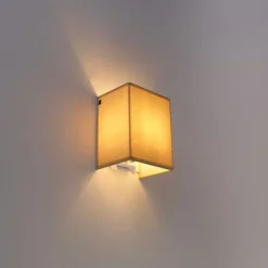 QAZQA Ländliche Wandleuchte Beige mit Stoffschirm - Vete