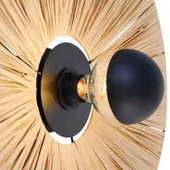 QAZQA Ländliche Wandleuchte schwarz mit Seil 45 cm - Leia