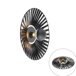 QAZQA Ländliche Wandleuchte schwarz 40 cm - Leia