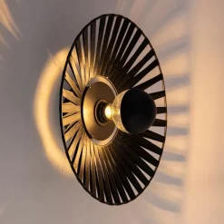 QAZQA Ländliche Wandleuchte schwarz 40 cm - Leia