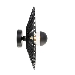 QAZQA Ländliche Wandleuchte schwarz 40 cm - Leia