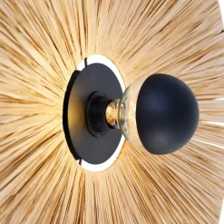 QAZQA Ländliche Wandleuchte schwarz mit Seil 60 cm - Leia