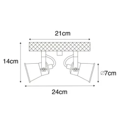 QAZQA Ländlicher Strahler schwarz mit Holz 2-flammig verstellbar - Jelle