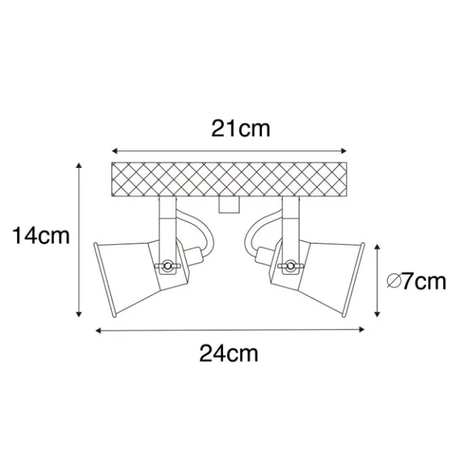 QAZQA Ländlicher Strahler schwarz mit Holz 2-flammig verstellbar - Jelle