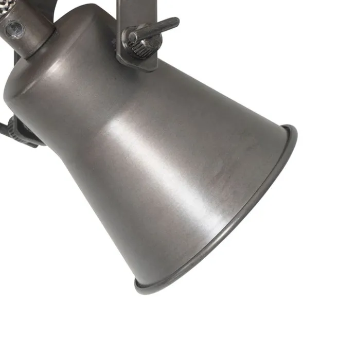 QAZQA Ländlicher Strahler schwarz mit Holz 2-flammig verstellbar - Jelle