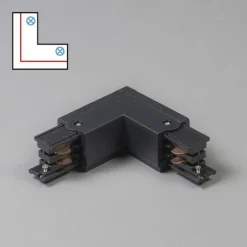 QAZQA L-Verbinder für 3-Phasenschiene schwarz links - 3-phasig