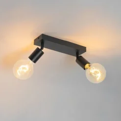 QAZQA Modern Spot schwarz rechteckig 2-flammig - Facil