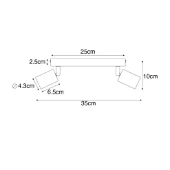 QAZQA Modern Spot schwarz rechteckig 2-flammig - Facil
