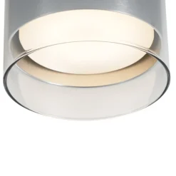 QAZQA Moderne Aufbauleuchte Gunmetal mit Glas - Drain